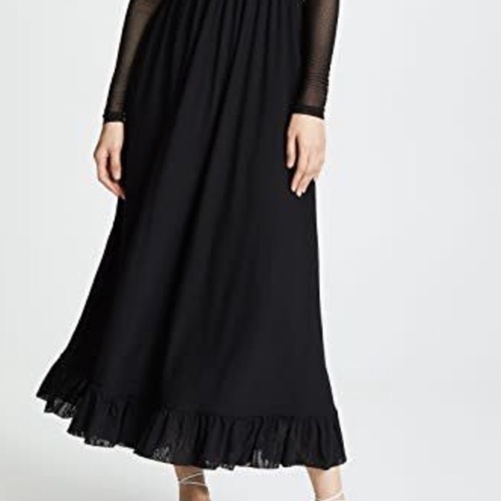Ganni MIDI dotted mesh long sleeve dress in black - Picture 3 of 4
